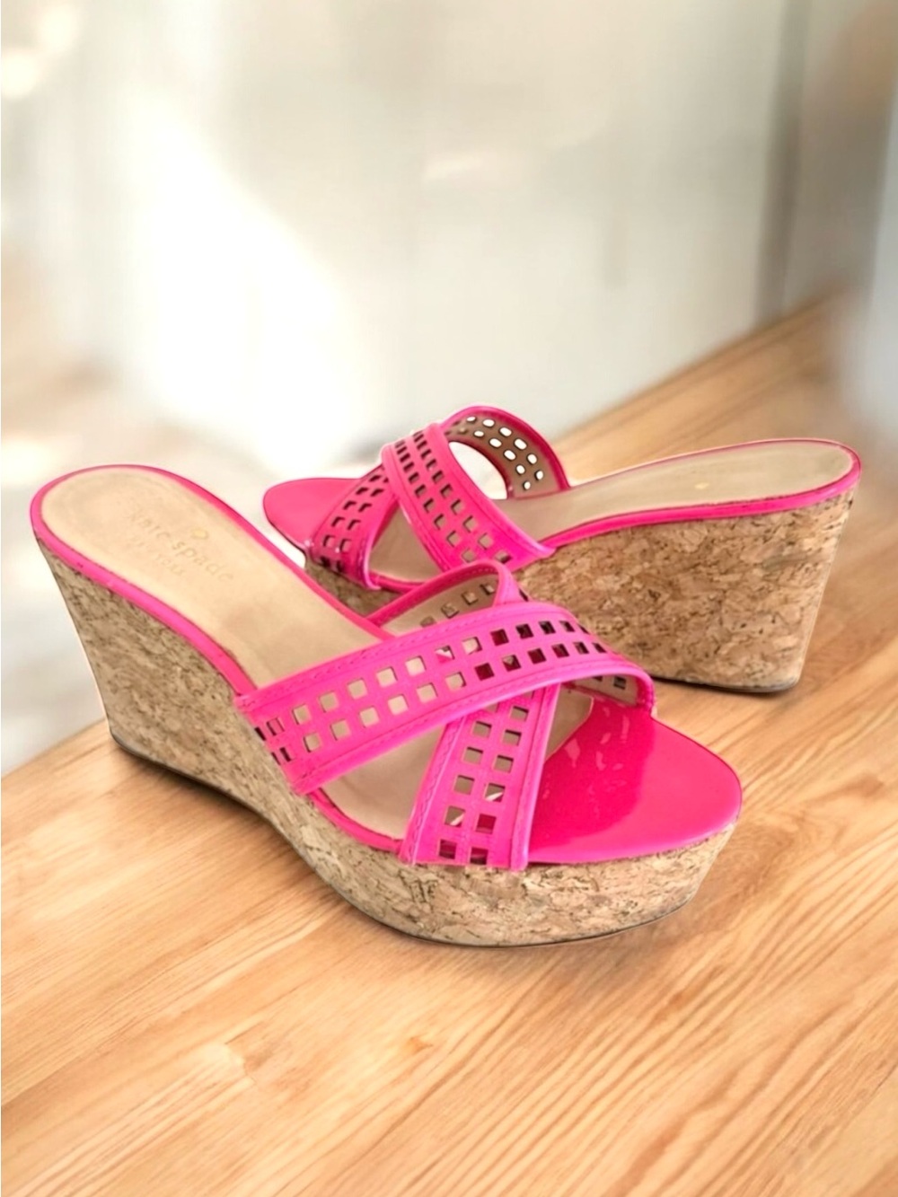 Kate Spade Patent Sandals Pink Wedges